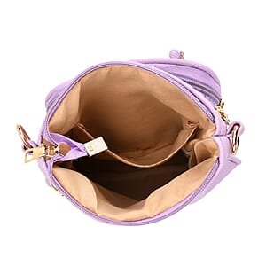 Purple Multiple Pockets Faux Leather Crossbody Bag with Shoulder Strap