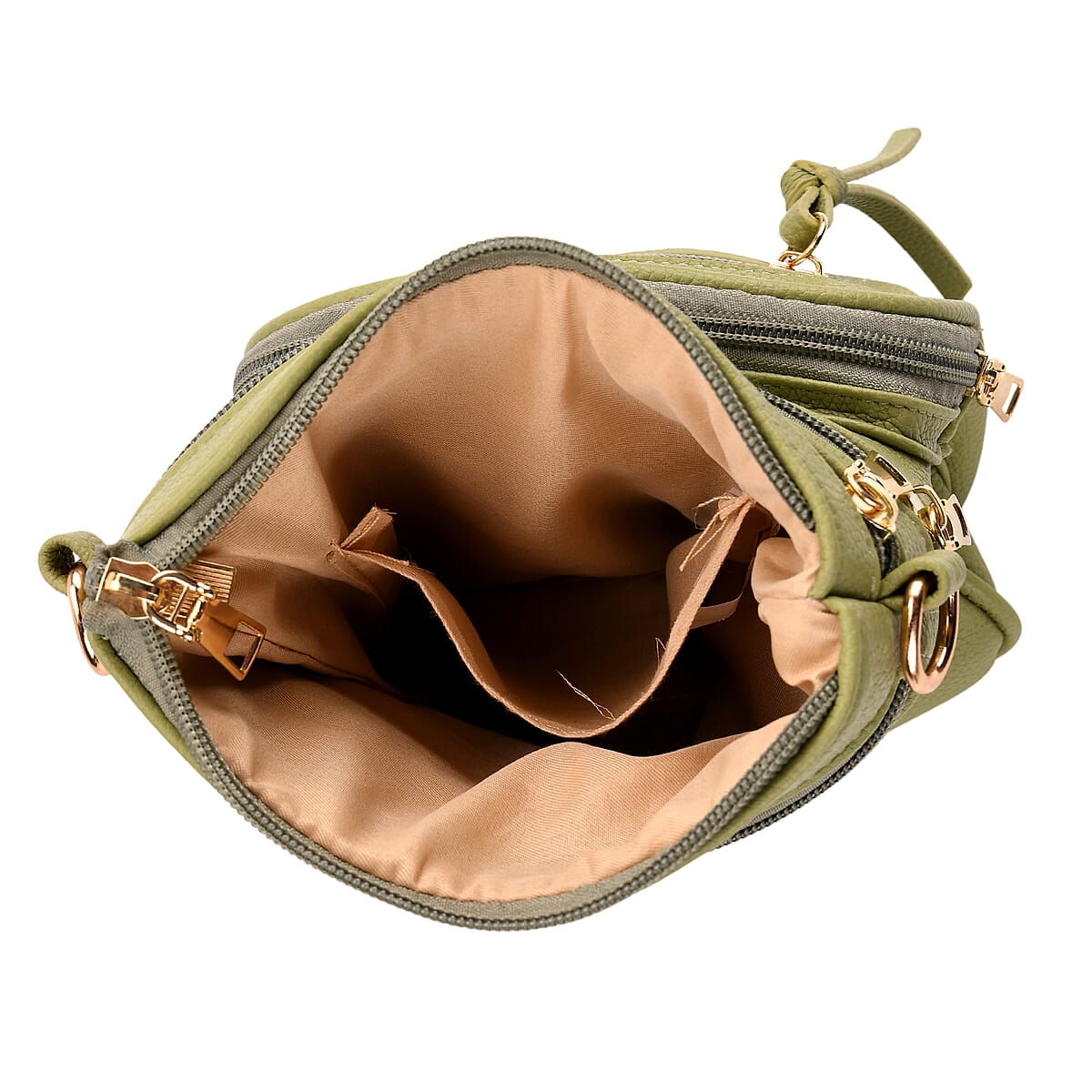 Dark Green Multiple Pockets Faux Leather Crossbody Bag with Shoulder Strap image number 3