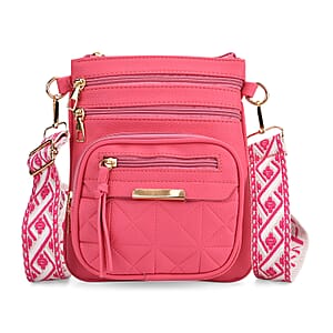 TLV Rose Red Multiple Pockets Faux Leather Crossbody Bag (7.48x8.7) with Shoulder Strap