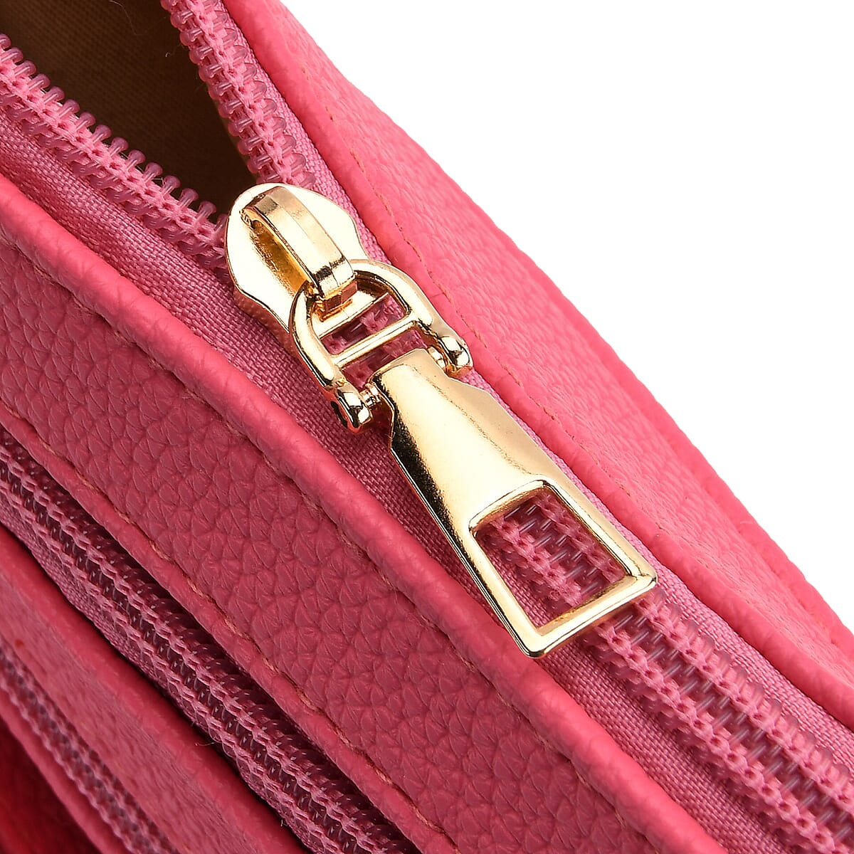 TLV Rose Red Multiple Pockets Faux Leather Crossbody Bag (7.48x8.7) with Shoulder Strap image number 4