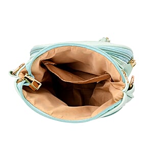 Mint Green Multiple Pockets Faux Leather Crossbody Bag with Shoulder Strap