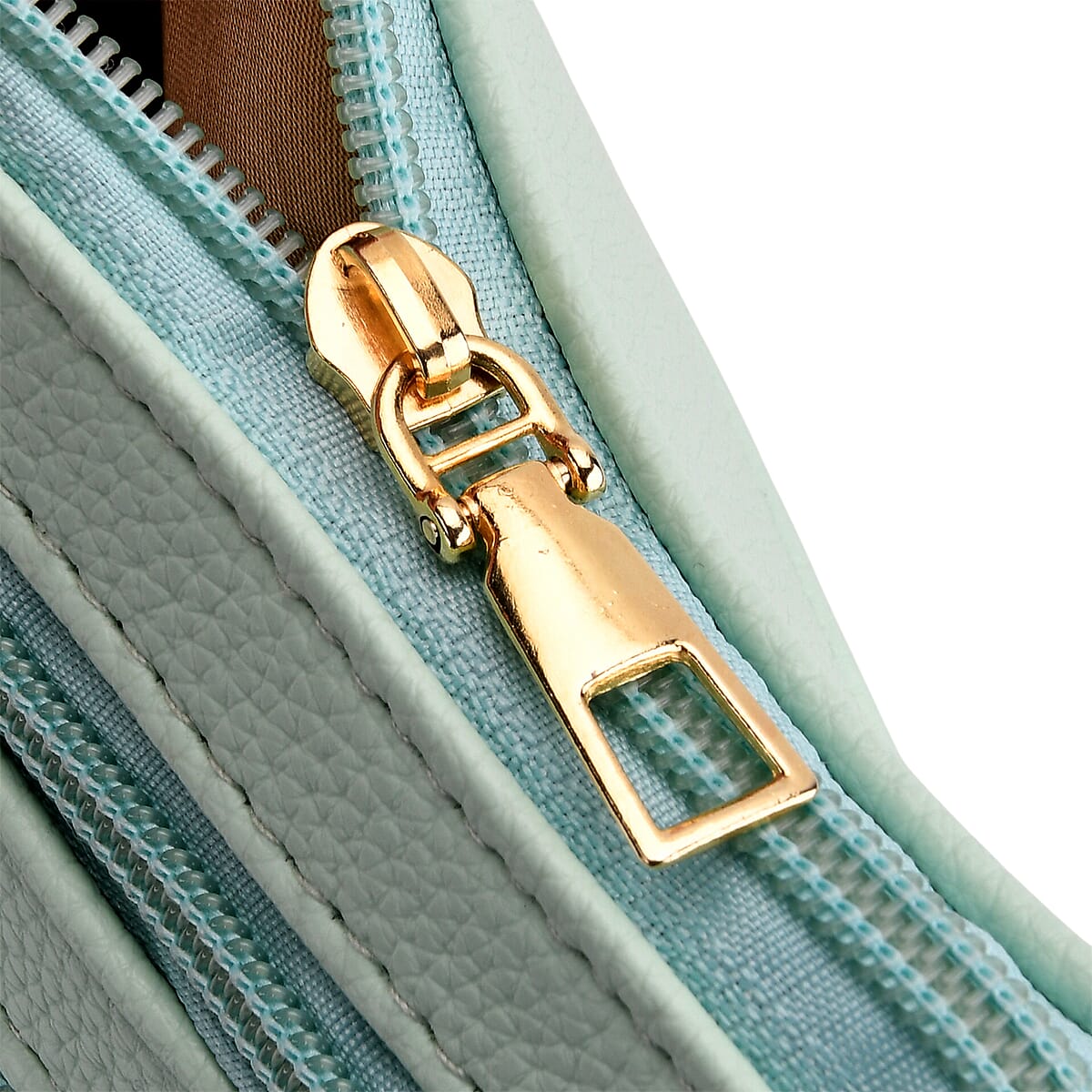 Mint Green Multiple Pockets Faux Leather Crossbody Bag with Shoulder Strap image number 4