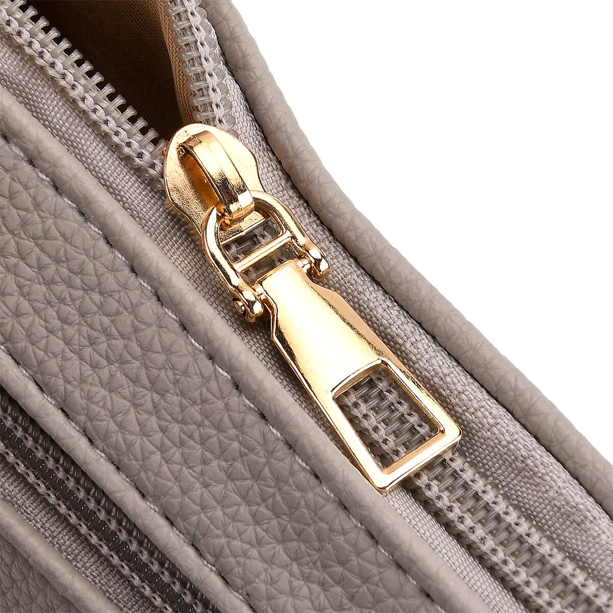 Grey Multiple Pockets Faux Leather Crossbody Bag with Shoulder Strap image number 4