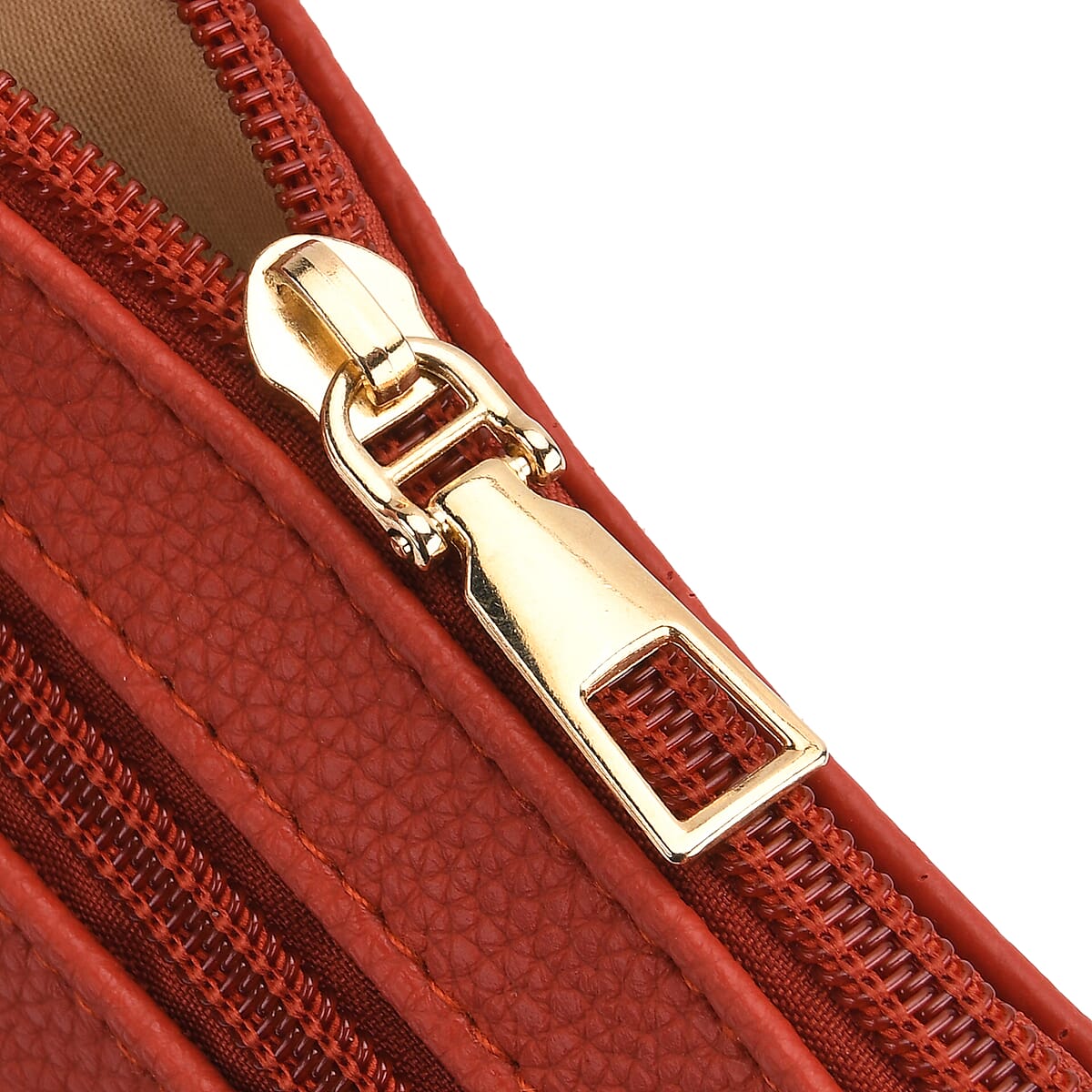 Red Multiple Pockets Faux Leather Crossbody Bag with Shoulder Strap image number 4