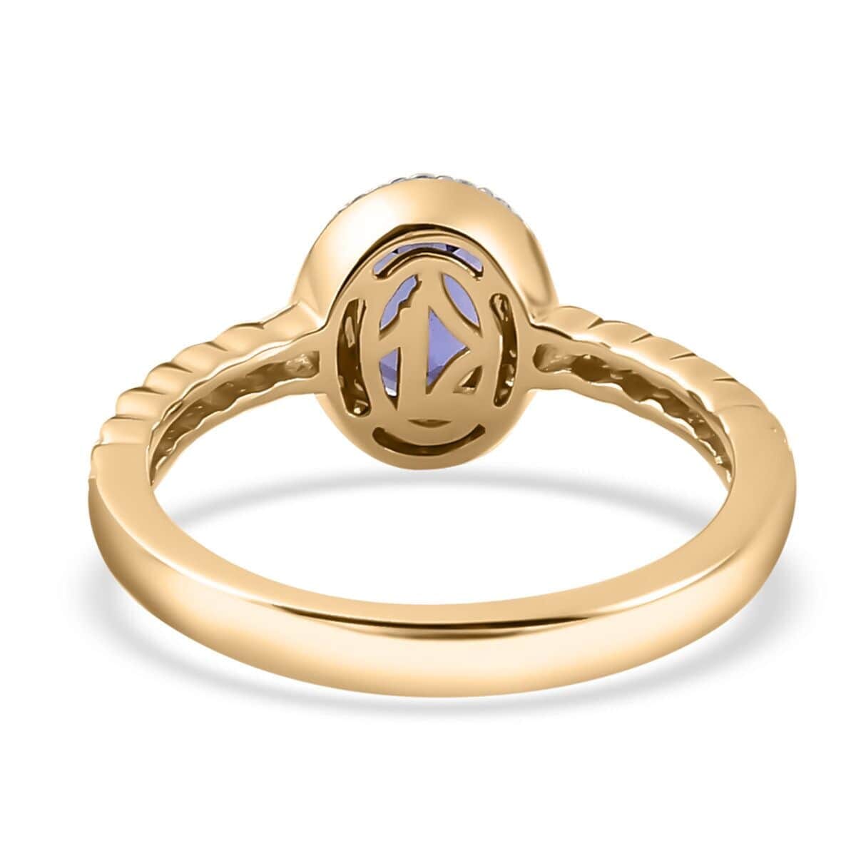 Luxoro Premium Tanzanite and Moissanite 1.60 ctw Ring in 10K Yellow Gold (Size 10.5) image number 4