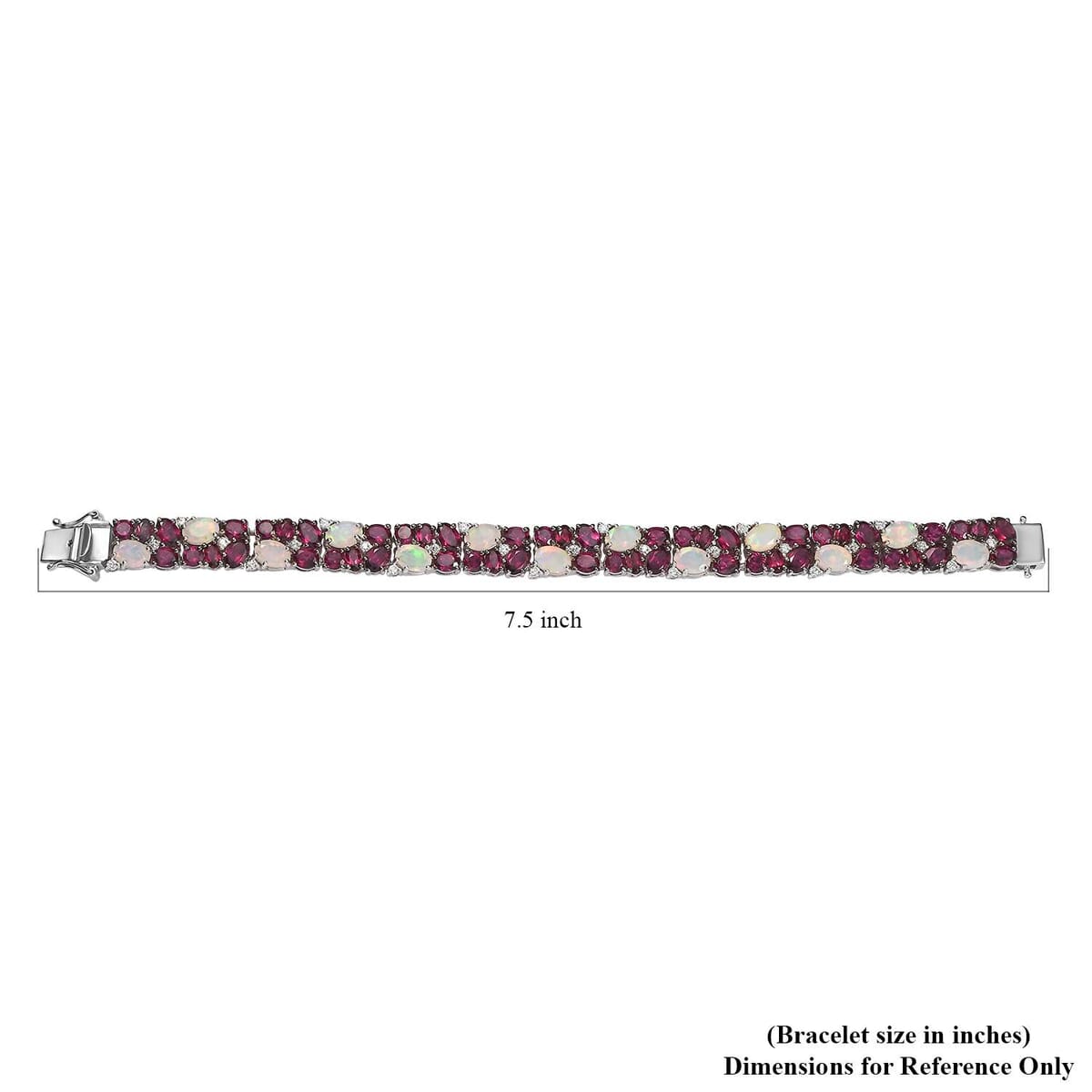 Premium Ethiopian Welo Opal and Multi Gemstone 30.00 ctw Bracelet in Rhodium Over Sterling Silver (7.25 In) image number 4