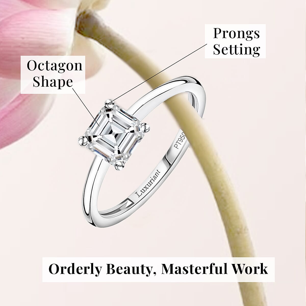 SGL Certified Asscher Cut Luxuriant Lab Grown Diamond G-H VS 2.00 ctw Ring in 950 Platinum (Size 5.0) image number 5