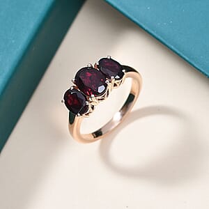 Luxoro Anthill Garnet Trilogy Ring in 10K Rose Gold 3.40 ctw (Size 10.0)
