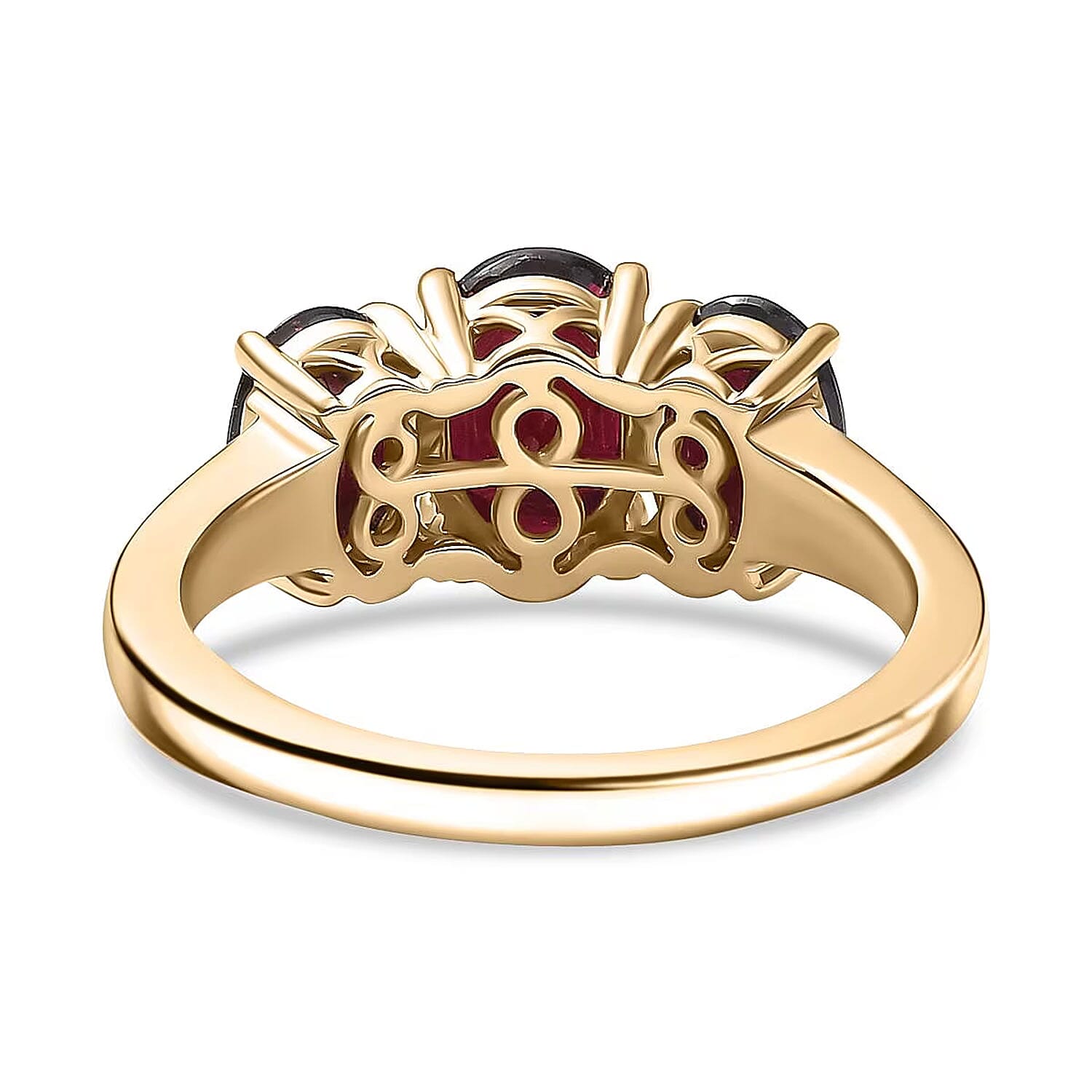 Luxoro Anthill Garnet Trilogy Ring in 10K Rose Gold 3.40 ctw (Size 10.0)