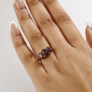 Luxoro Anthill Garnet Trilogy Ring in 10K Rose Gold 3.40 ctw (Size 11.0)