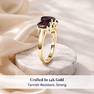 Luxoro Anthill Garnet Trilogy Ring in 10K Rose Gold 3.40 ctw (Size 8.5)
