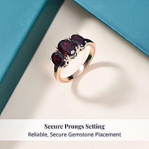 Luxoro Anthill Garnet Trilogy Ring in 10K Rose Gold 3.40 ctw (Size 8.5)