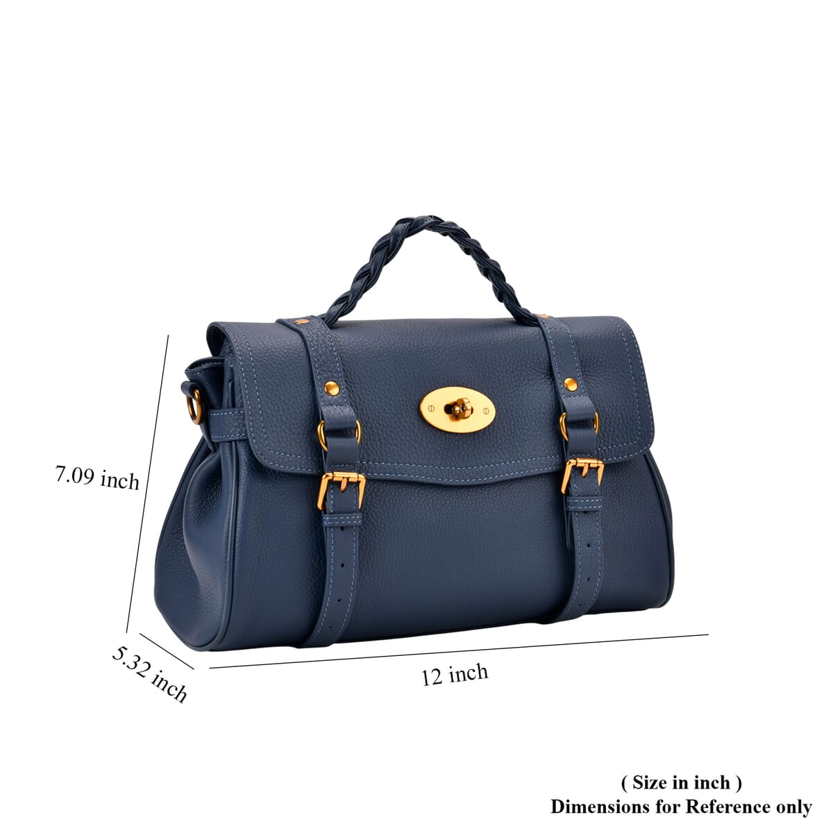 Italy Retro Noble Collection Blue Genuine Leather Crossbody Bag with Adjustable Shoulder Strap (12x5.32x7.09) image number 6