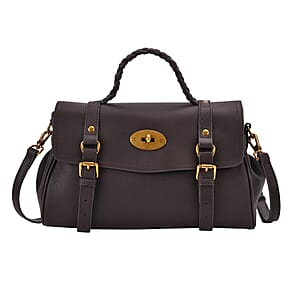 Italy Retro Noble Collection Coffee Genuine Leather Crossbody Bag with Adjustable Shoulder Strap (12x5.32x7.09)