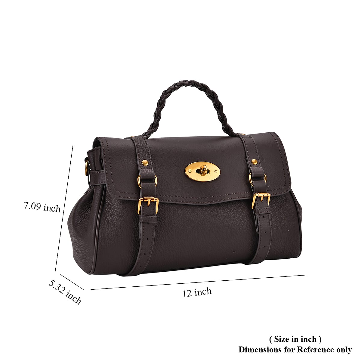 Italy Retro Noble Collection Coffee Genuine Leather Crossbody Bag with Adjustable Shoulder Strap (12x5.32x7.09) image number 6