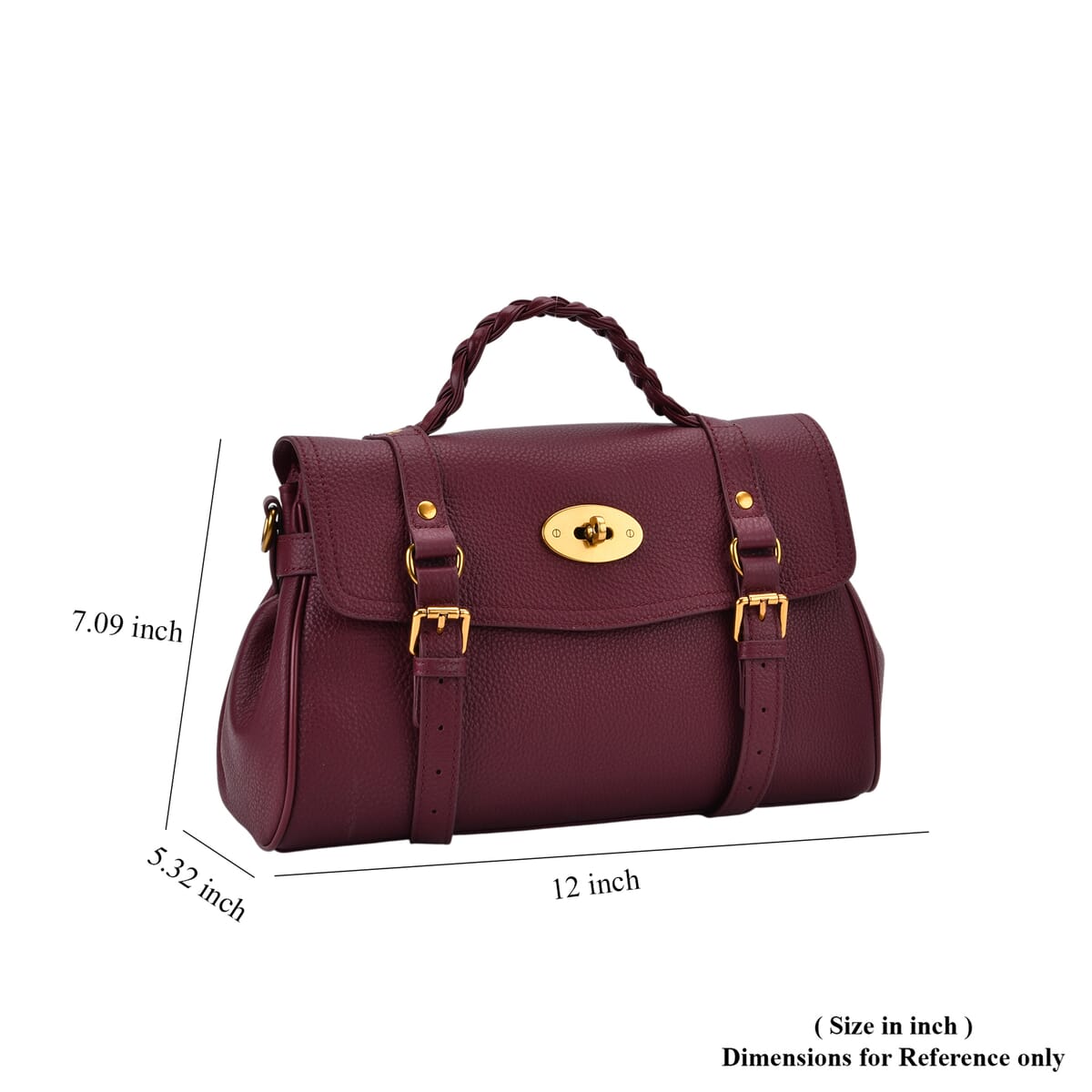 Italy Retro Noble Collection Burgundy Genuine Leather Crossbody Bag with Adjustable Shoulder Strap (12x5.32x7.09) image number 6