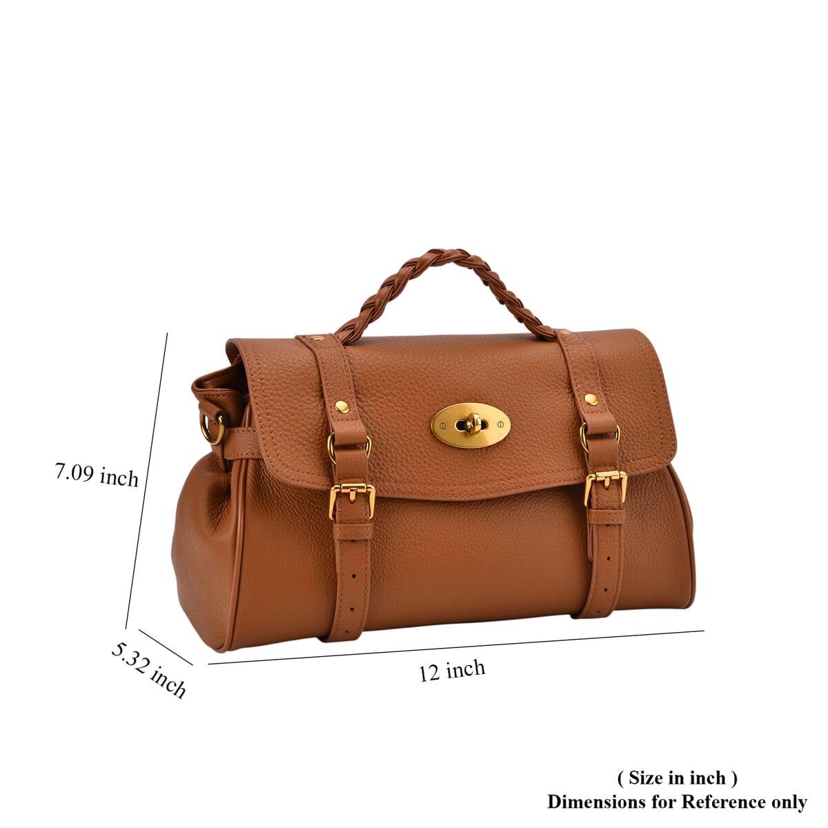 Italy Retro Noble Collection Tan Genuine Leather Crossbody Bag with Adjustable Shoulder Strap (12x5.32x7.09) image number 6