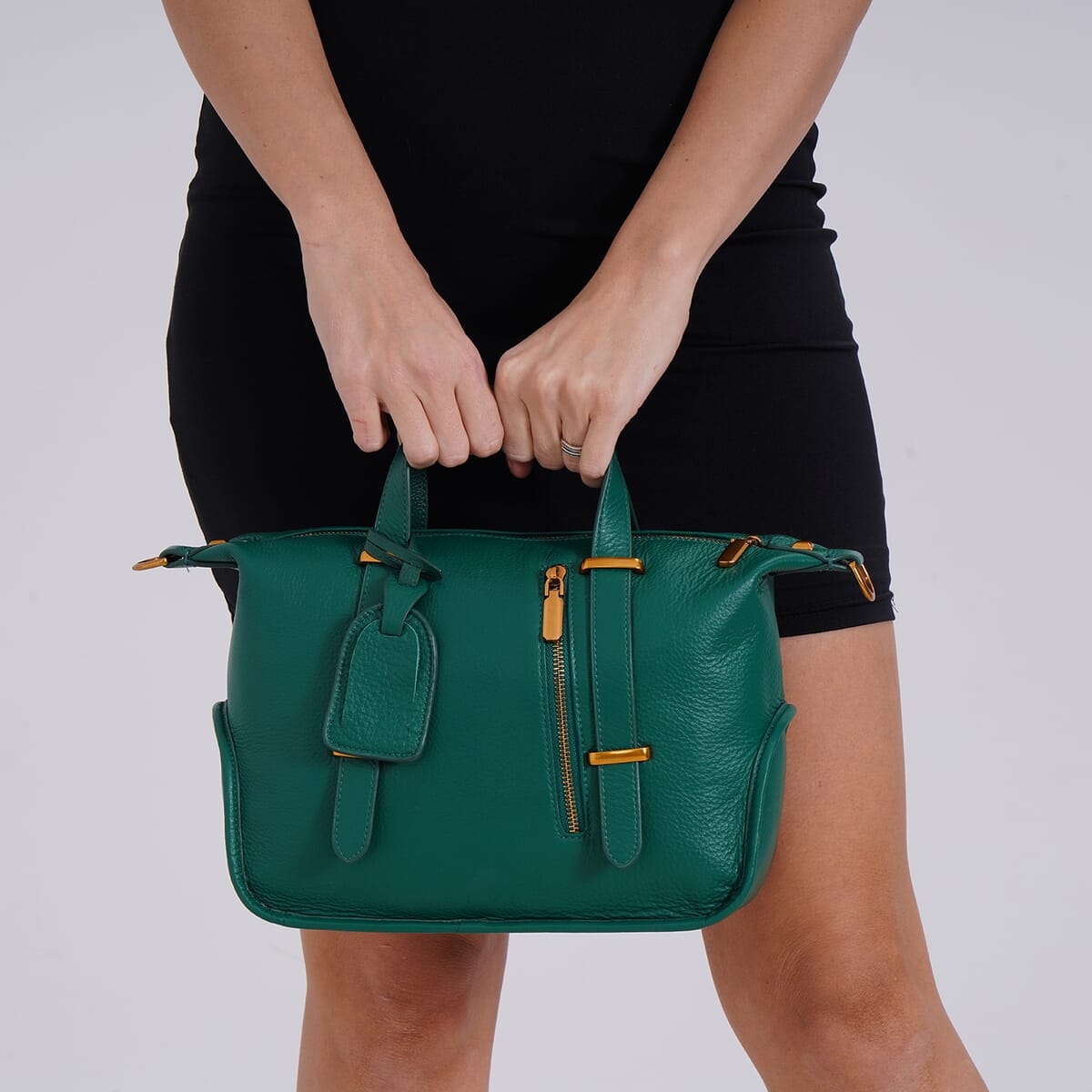 Italy Retro Noble Collection; lifestyle-Color:Green size/Profile: Crossbody bag:wall(exterior);Genuine Leather. Lining(interior):polyester Pockets(exterior): zipped-2;Pockets(interior): slip image number 2