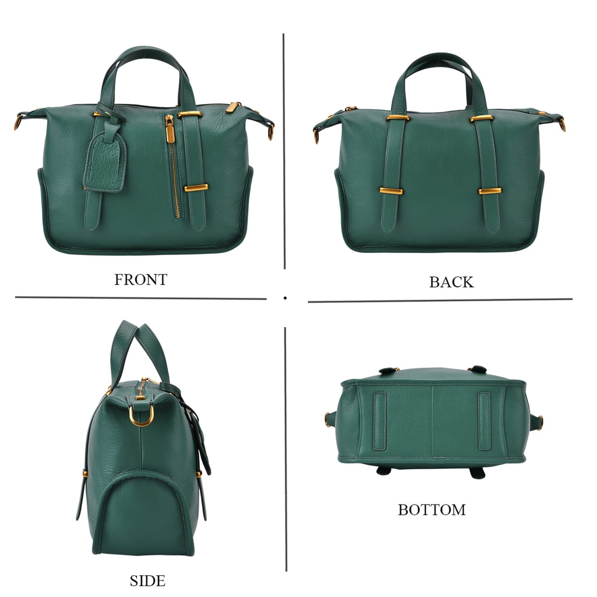 Italy Retro Noble Collection; lifestyle-Color:Green size/Profile: Crossbody bag:wall(exterior);Genuine Leather. Lining(interior):polyester Pockets(exterior): zipped-2;Pockets(interior): slip image number 3