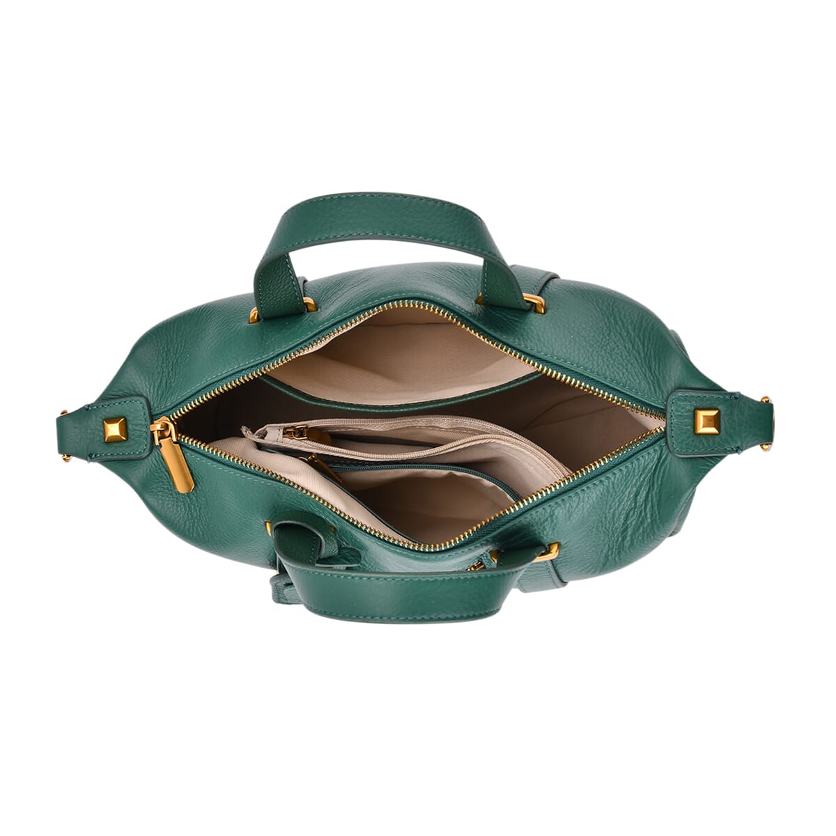 Italy Retro Noble Collection; lifestyle-Color:Green size/Profile: Crossbody bag:wall(exterior);Genuine Leather. Lining(interior):polyester Pockets(exterior): zipped-2;Pockets(interior): slip image number 4