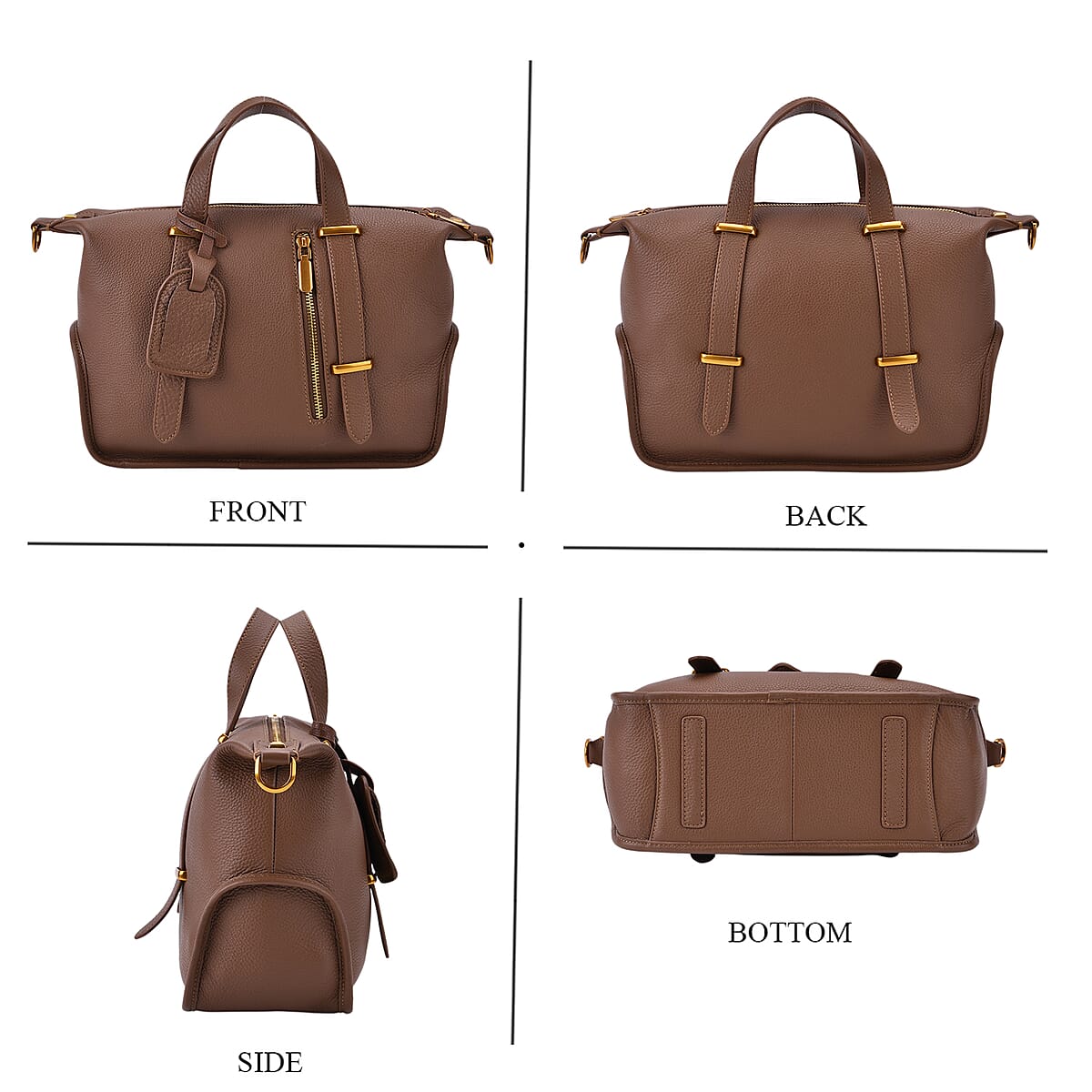 Italy Retro Noble Collection Brown Genuine Leather Crossbody Bag with Adjustable Shoulder Strap (11.42x4.92x9.45) image number 3
