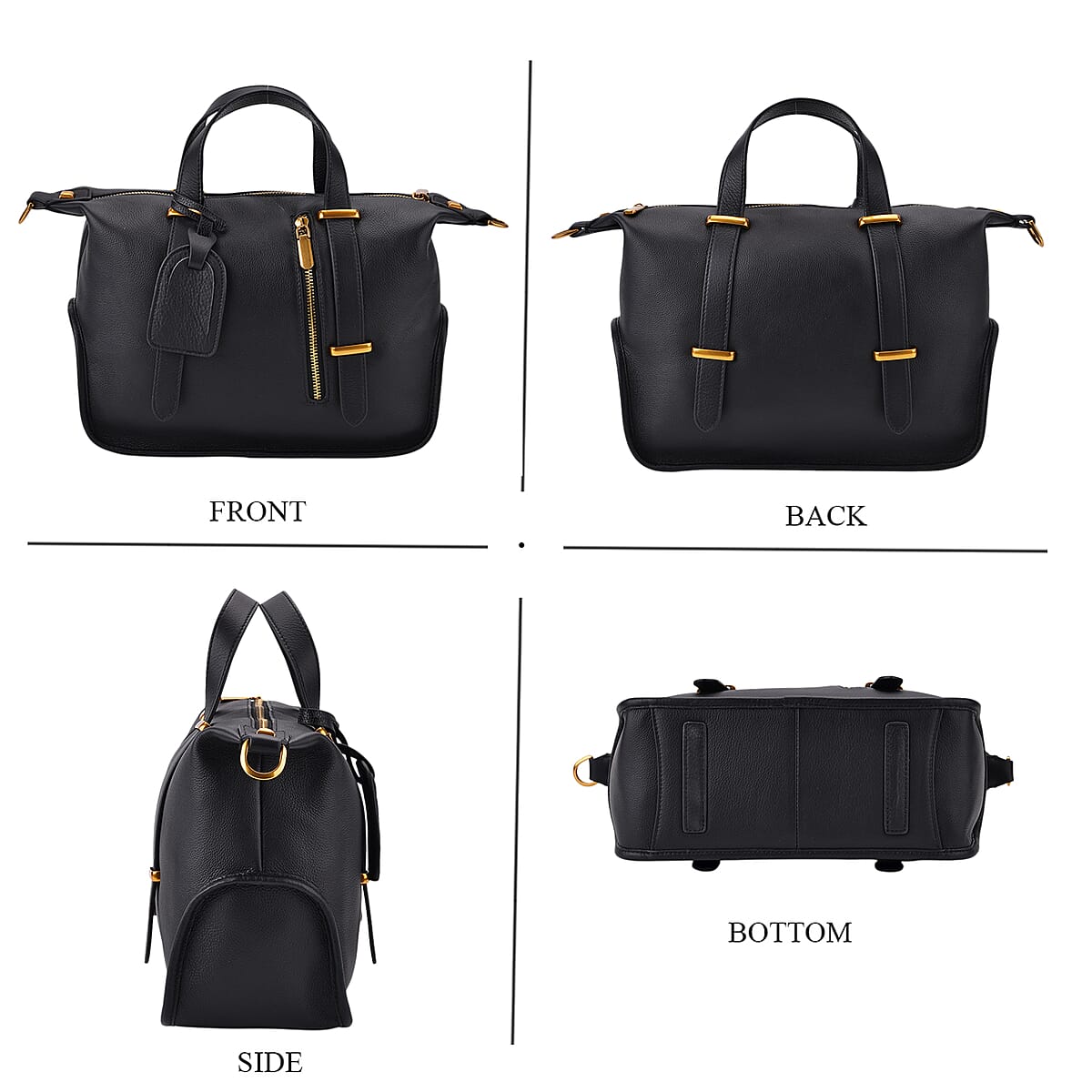 Italy Retro Noble Collection Black Genuine Leather Crossbody Bag with Adjustable Shoulder Strap (11.42x4.92x9.45) image number 3