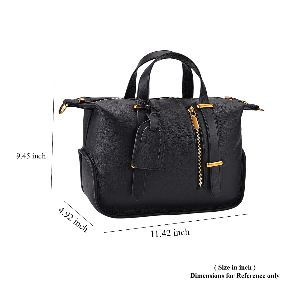 Italy Retro Noble Collection Black Genuine Leather Crossbody Bag with Adjustable Shoulder Strap (11.42x4.92x9.45) image number 6