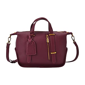 Italy Retro Noble Collection Burgundy Genuine Leather Crossbody Bag with Adjustable Shoulder Strap (11.42x4.92x9.45)