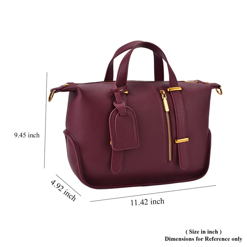 Italy Retro Noble Collection Burgundy Genuine Leather Crossbody Bag with Adjustable Shoulder Strap (11.42x4.92x9.45)