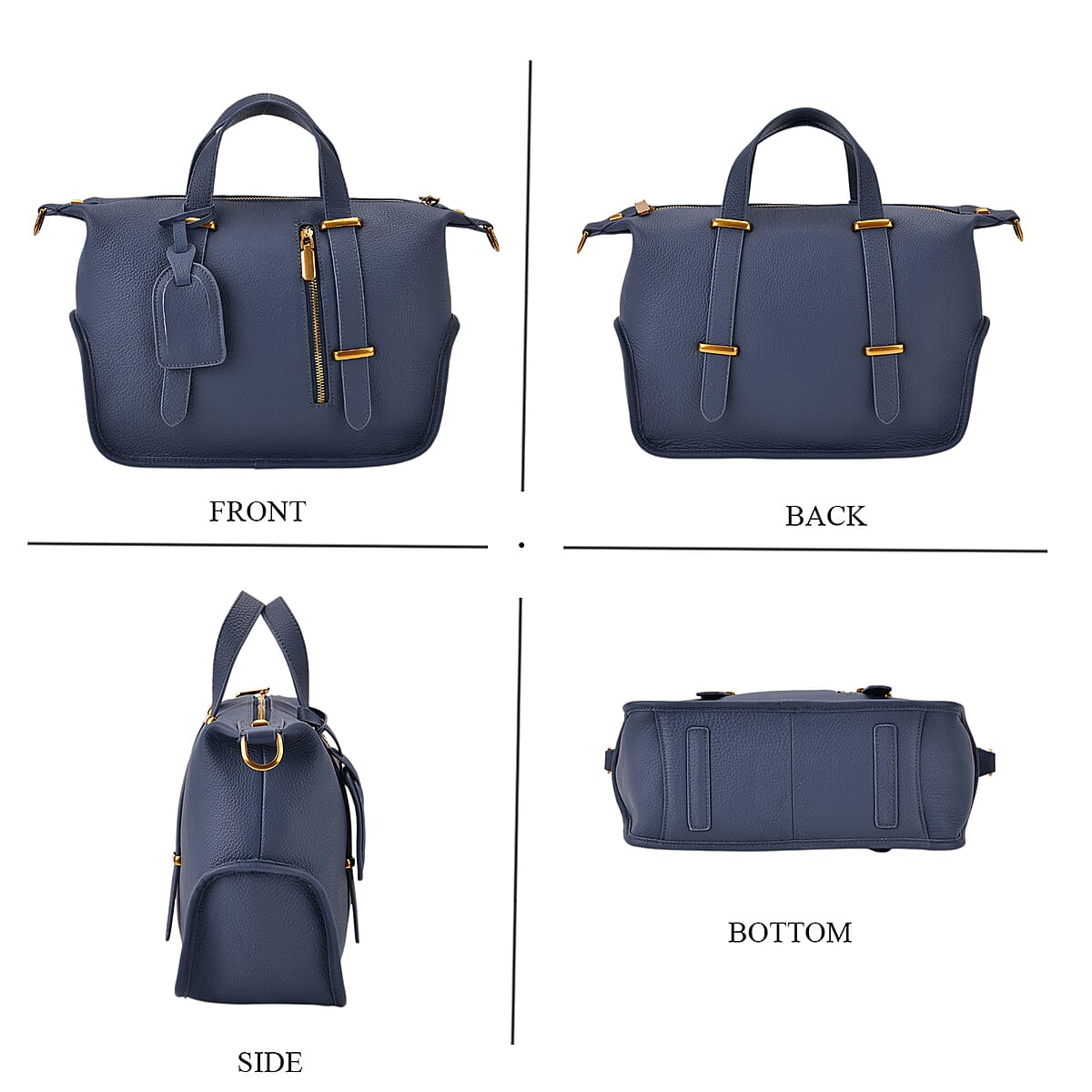 Italy Retro Noble Collection Blue Genuine Leather Crossbody Bag with Adjustable Shoulder Strap (11.42x4.92x9.45) image number 3