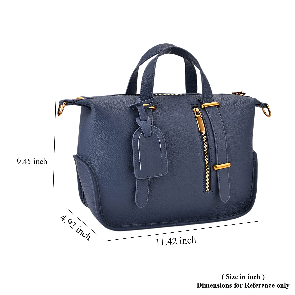 Italy Retro Noble Collection Blue Genuine Leather Crossbody Bag with Adjustable Shoulder Strap (11.42x4.92x9.45) image number 6