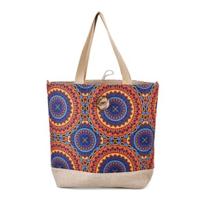 Multi Color Round Ethnic Pattern 100% Polyester Tote Bag
