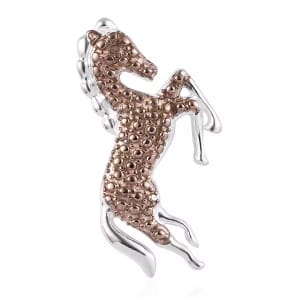 Natural Champagne Diamond Pendant without Chain in Platinum Over Sterling Silver