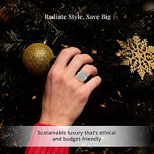 Luxuriant Lab Grown Diamond G-H SI 1.00 ctw Vintage Filigree Ring in 18K Vermeil YG and Rhodium Over Sterling Silver (Size 7.0)