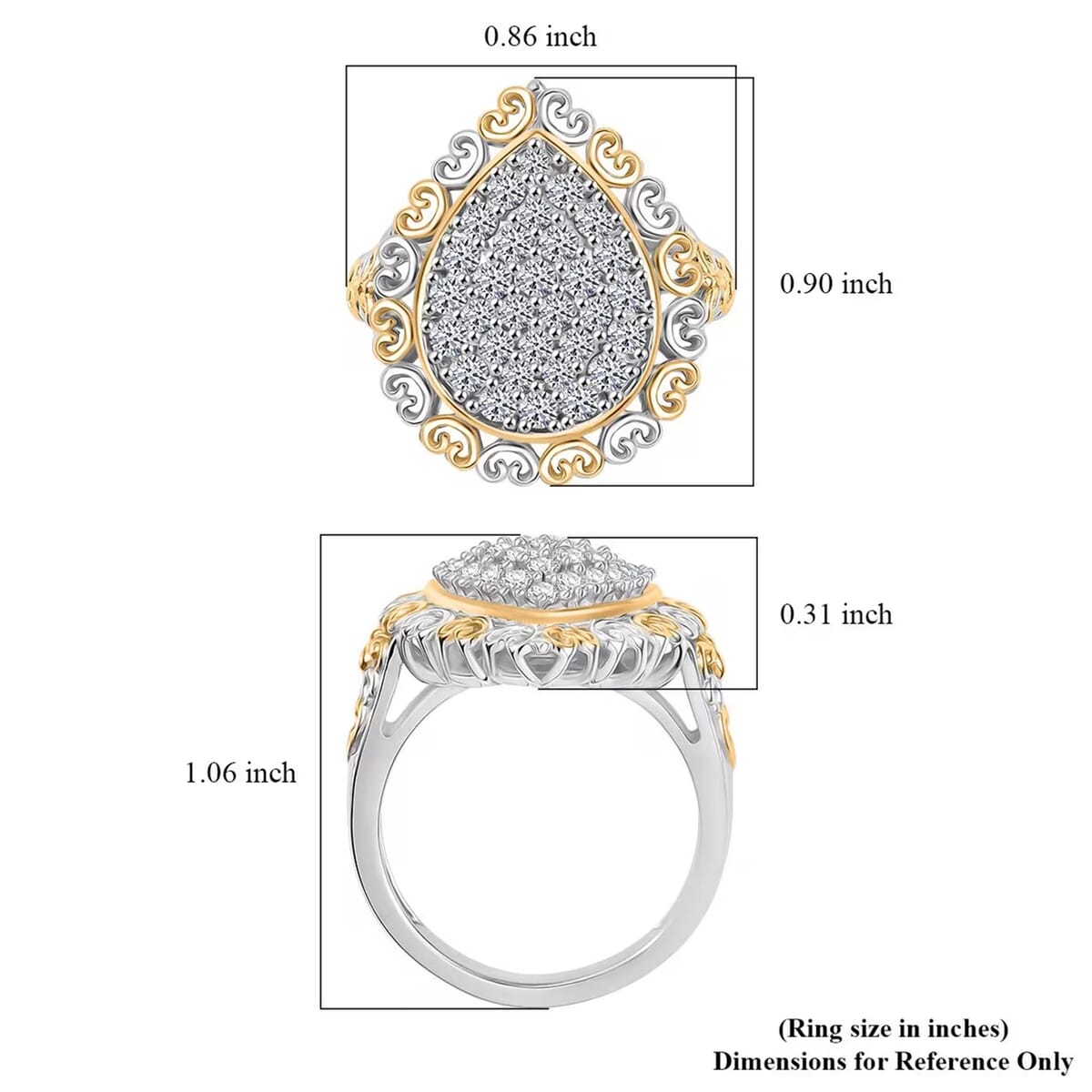 Luxuriant Lab Grown Diamond G-H SI 1.00 ctw Vintage Filigree Ring in 18K Vermeil YG and Rhodium Over Sterling Silver (Size 9.0) image number 8
