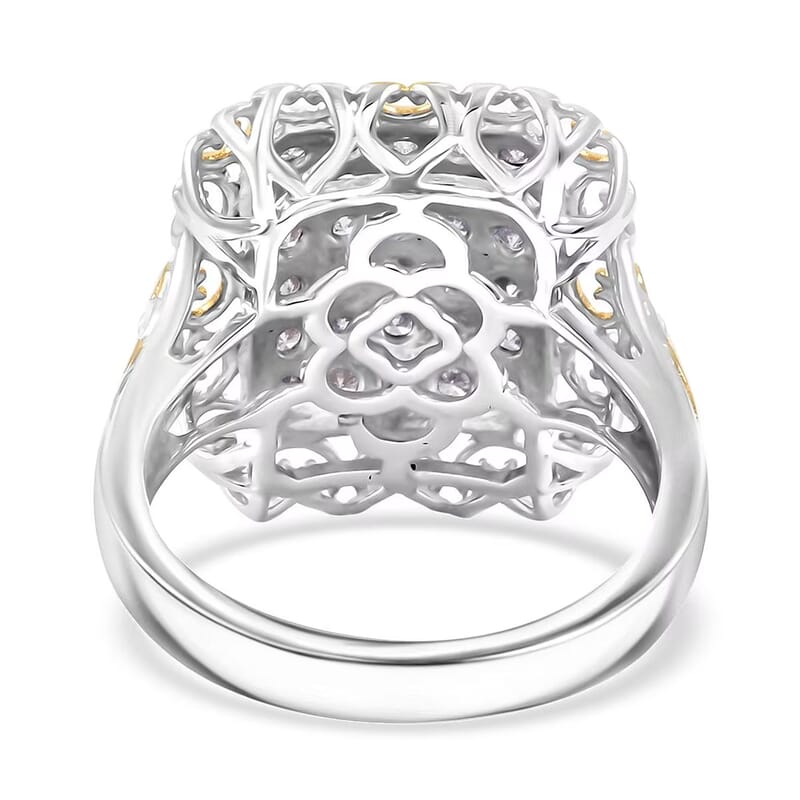 Luxuriant Lab Grown Diamond G-H SI 1.00 ctw Vintage Filigree Ring in Vermeil YG and Rhodium Over Sterling Silver (Size 10.0)