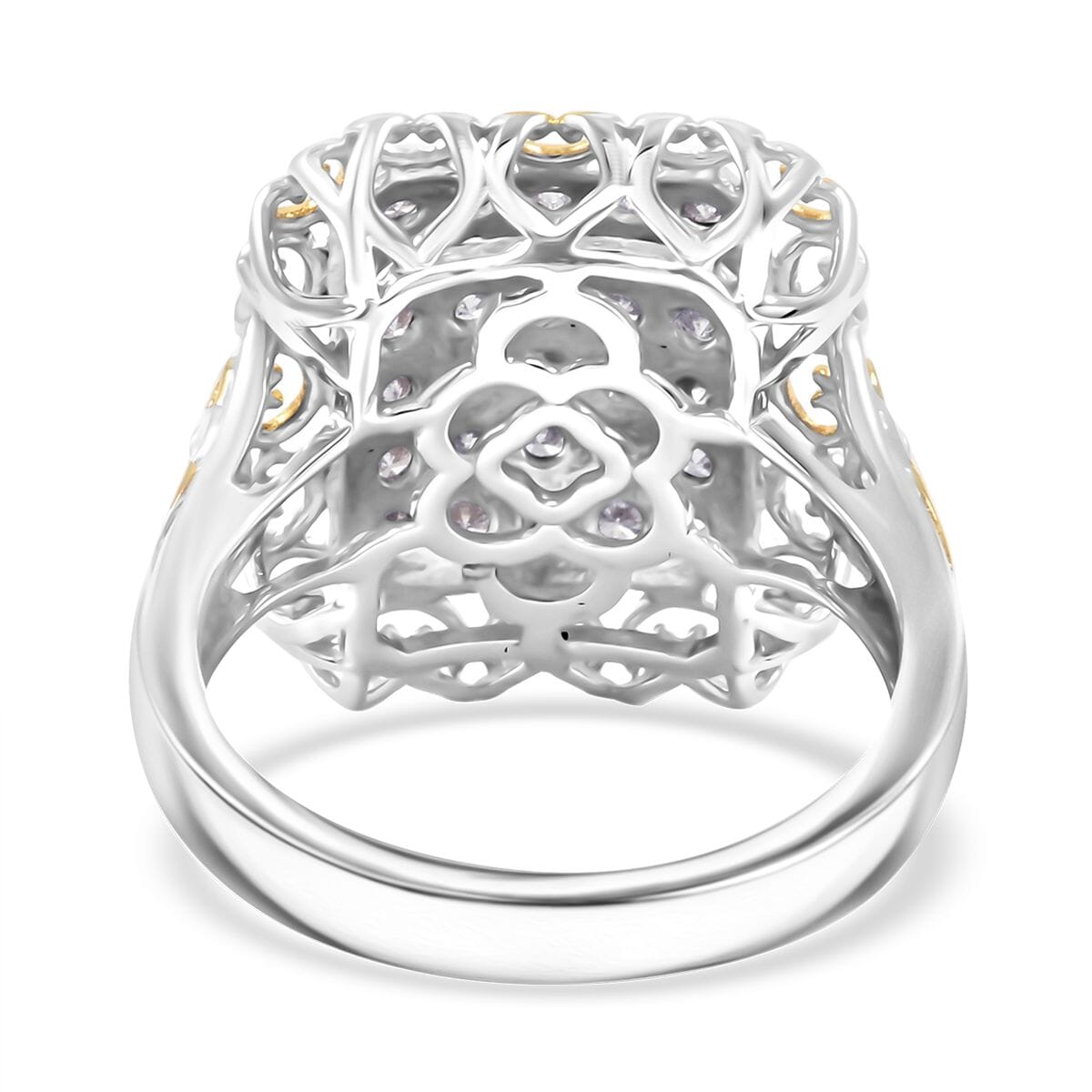 Luxuriant Lab Grown Diamond G-H SI 1.00 ctw Vintage Filigree Ring in Vermeil YG and Rhodium Over Sterling Silver (Size 8.0) image number 4