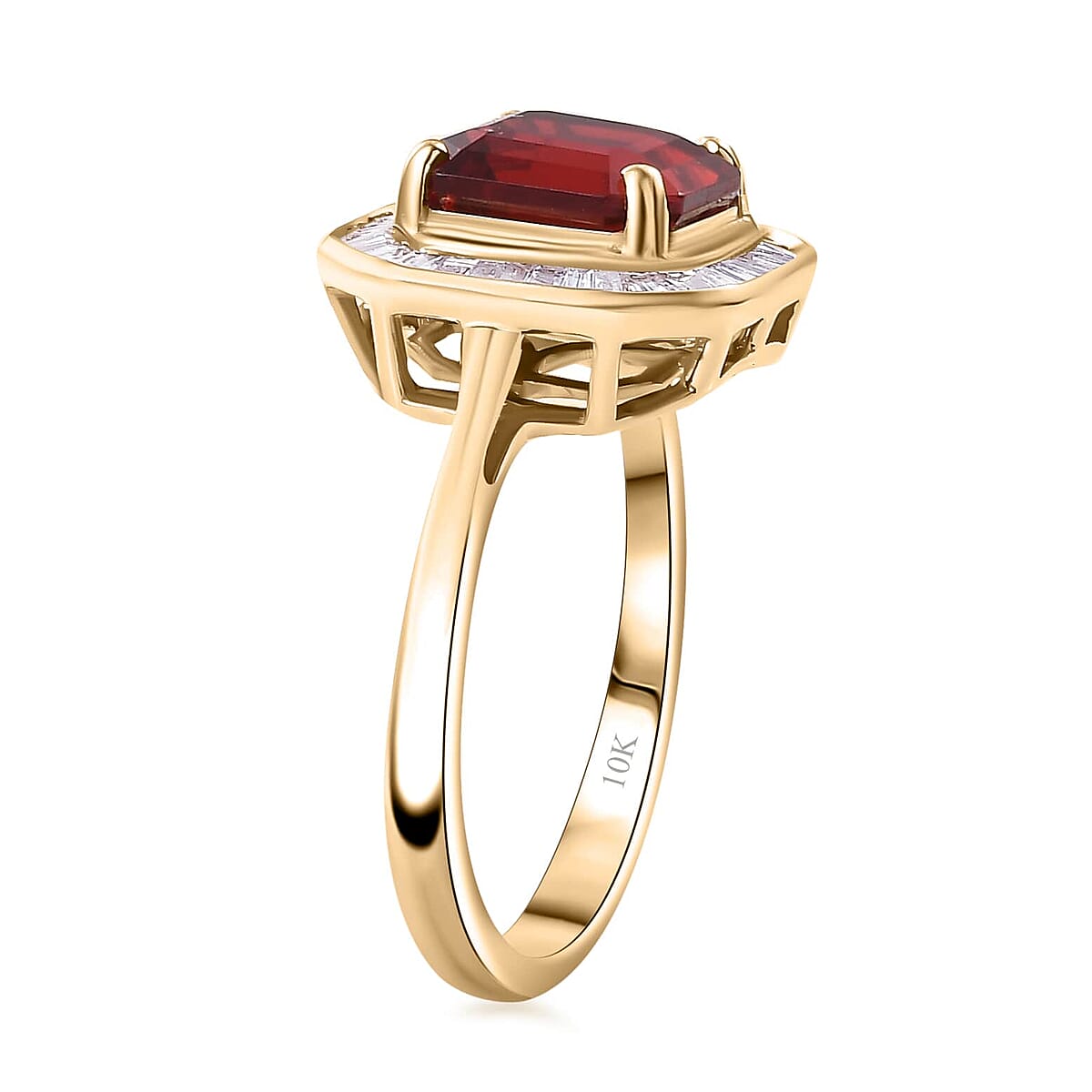 Luxoro 10K Yellow Gold Premium Mexican Cherry Fire Opal, Diamond (G-H, I3) (0.30 cts) Ring (Size 10.5) 1.90 ctw image number 3