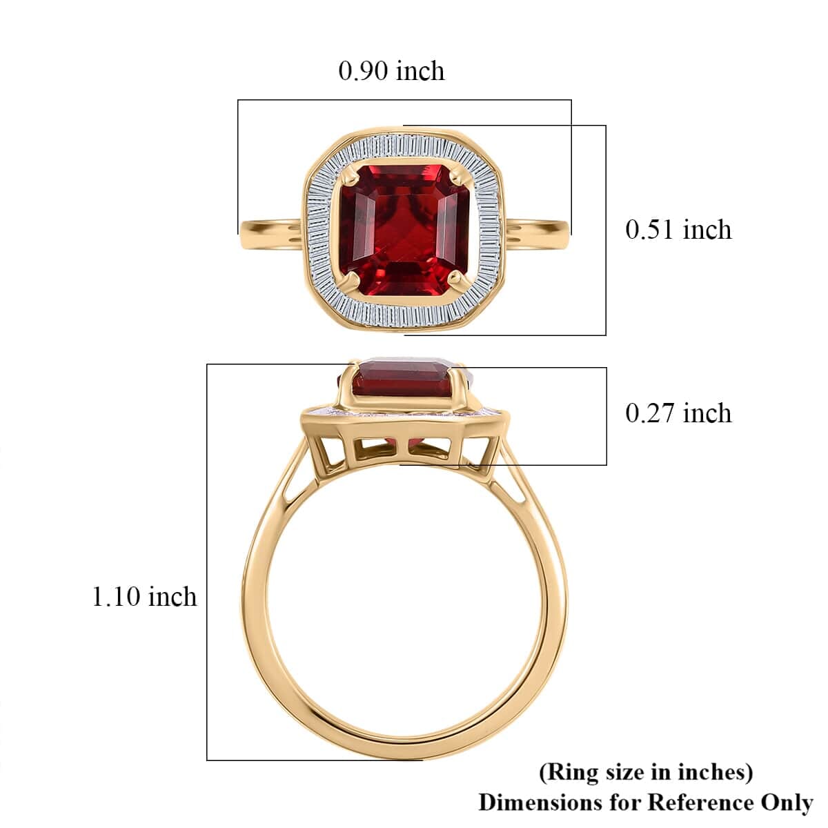 Luxoro 10K Yellow Gold Premium Mexican Cherry Fire Opal, Diamond (G-H, I3) (0.30 cts) Ring (Size 11.0) 1.90 ctw image number 5