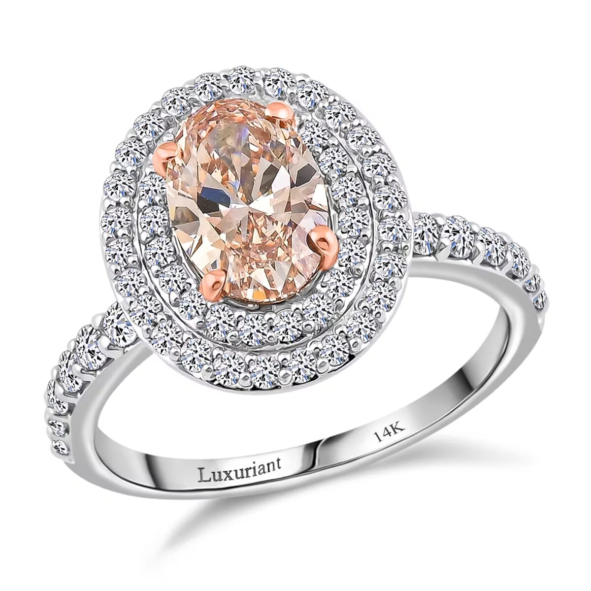 Luxuriant Lab Grown Pink and White Diamond 2.50 ctw Ring in 14K White Gold (Size 5.0) 4.50 Grams image number 0
