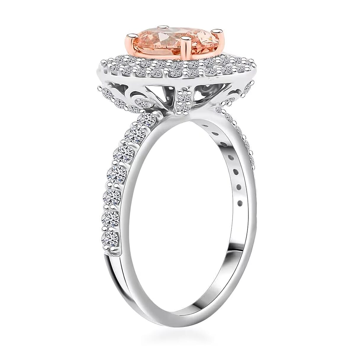Luxuriant Lab Grown Pink and White Diamond 2.50 ctw Ring in 14K White Gold (Size 5.0) 4.50 Grams image number 8