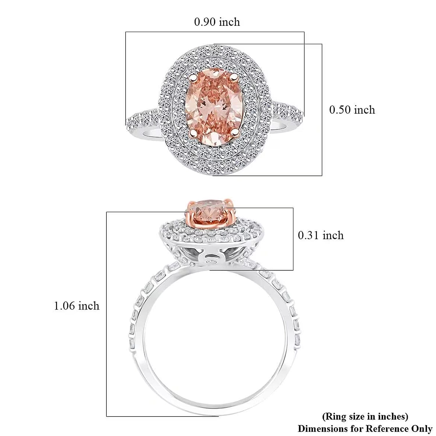 Luxuriant Lab Grown Pink and White Diamond 2.50 ctw Ring in 14K White Gold (Size 6.5) 4.50 Grams
