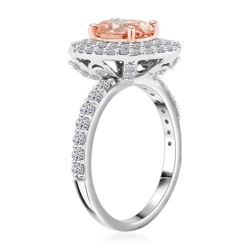 Luxuriant Lab Grown Pink and White Diamond 2.50 ctw Ring in 14K White Gold (Size 6.5) 4.50 Grams