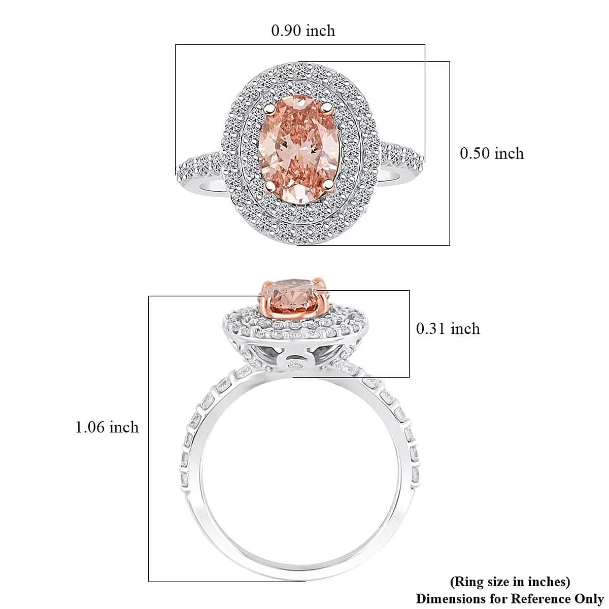 Luxuriant Lab Grown Pink and White Diamond 2.50 ctw Ring in 14K White Gold (Size 7.5) 4.50 Grams image number 7