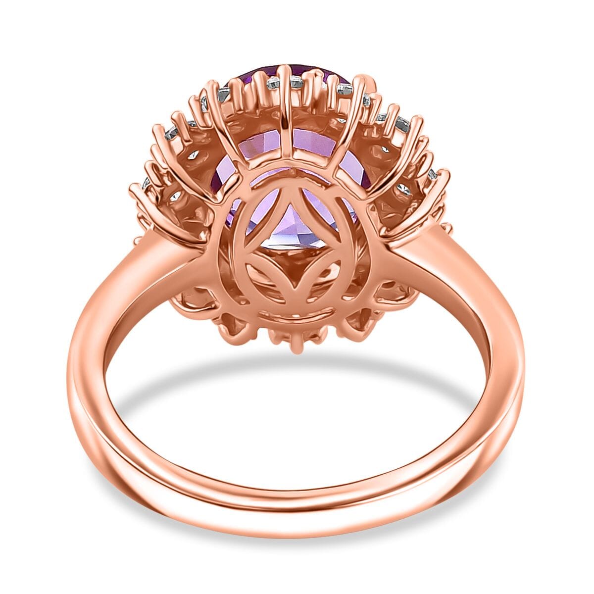 AAA Rose De France Amethyst and Multi Gemstone 4.40 ctw Violet Blossom Ring in 18K Vermeil Rose Gold Over Sterling Silver (Size 9.0) image number 4