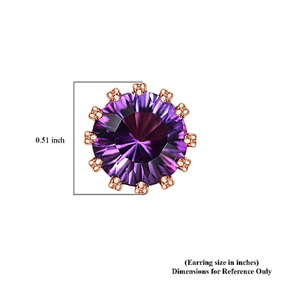 D'Joy Concave Cut AAA Rose De France Amethyst 7.00 ctw Stud Earrings in 18K Vermeil Rose Gold Over Sterling Silver