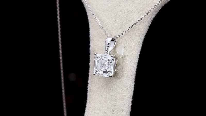 IGI Certified Asscher Cut Luxuriant Lab Grown Diamond G VS2 5.00 ctw Pendant without Chain in 950 Platinum