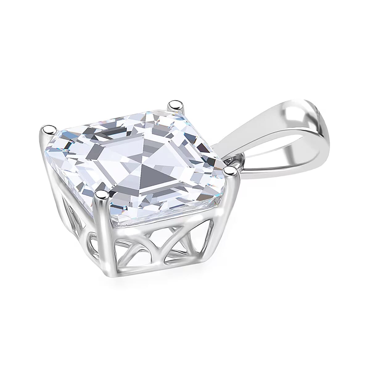 IGI Certified Asscher Cut Luxuriant Lab Grown Diamond G VS2 5.00 ctw Pendant without Chain in 950 Platinum image number 7