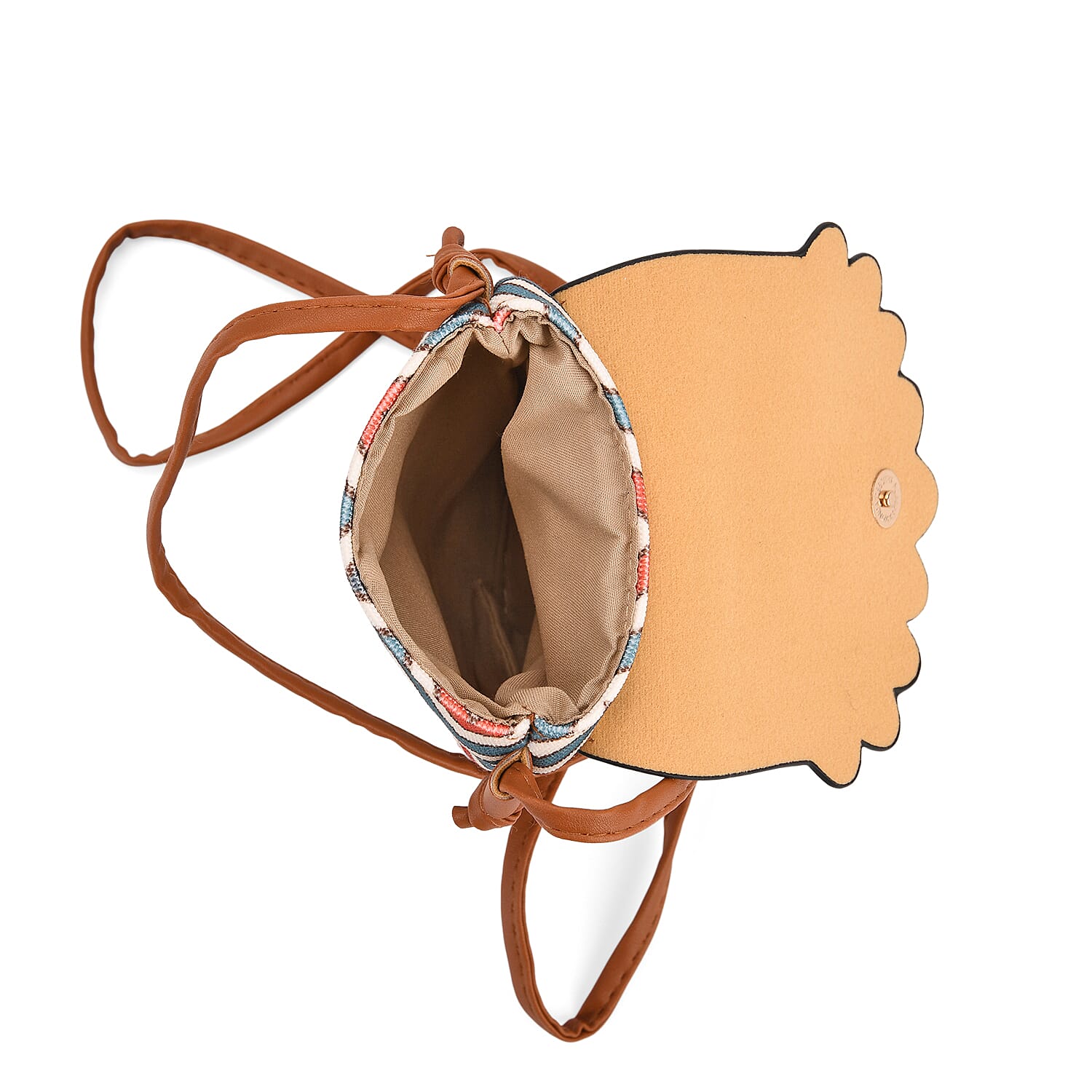 Brown Faux Leather Rhombus Pattern Tassel Crossbody Bag with Shoulder Strap