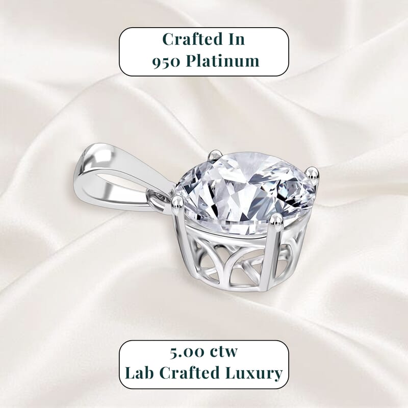 IGI Certified Lab Grown Diamond G VS2 5.00 ctw Pendant without Chain in 950 Platinum